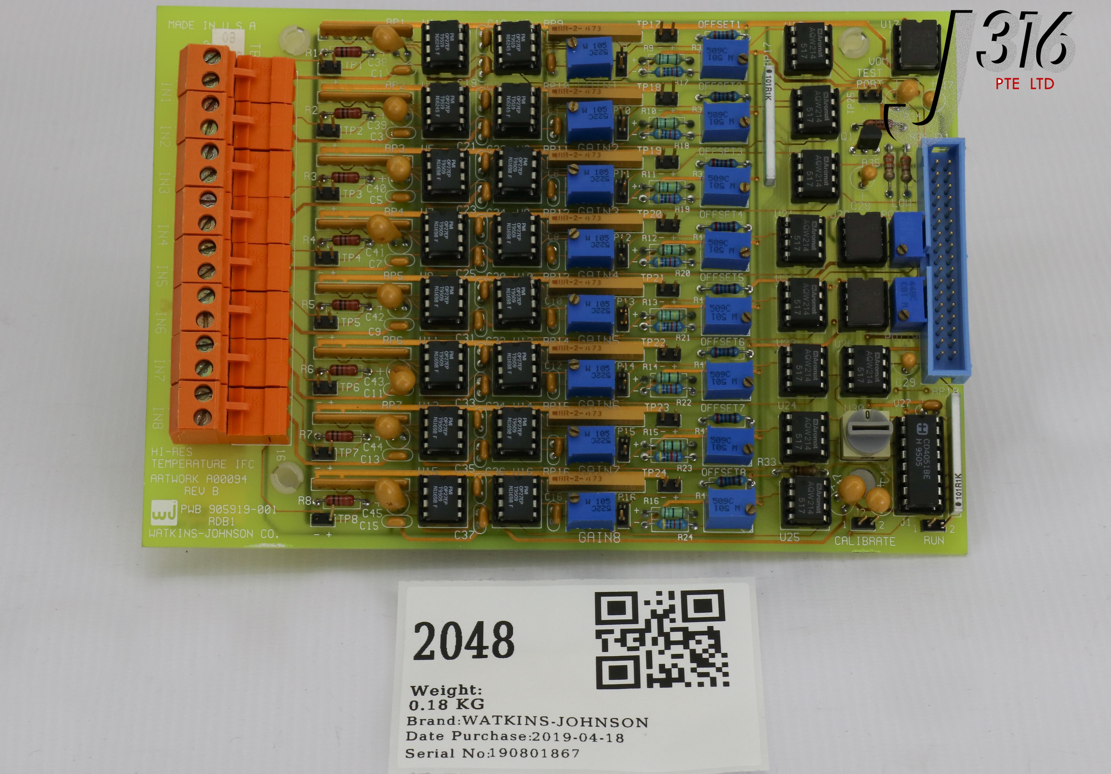 2048 WATKINS-JOHNSON PCB HI-RES TEMP IFC BD PWB 905919-001 905920